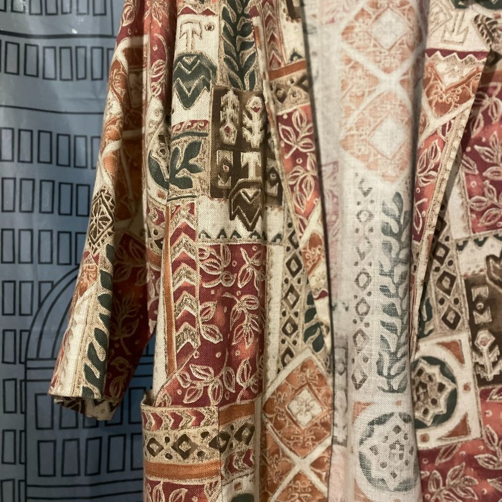 80's Southwestern Patterned Linen Blazer Jacket
